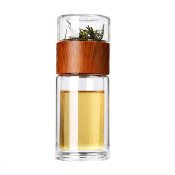2021 Double Wall Glass Stainless Steel Tea Infuser Tea Cup Sports Glass Water Bottle with Infuser